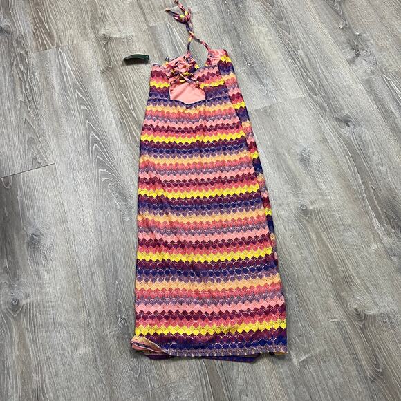 Wild Fable Women's Striped Multicolor Crochet Slip Dress - Size Large - NWT - Picture 7 of 11
